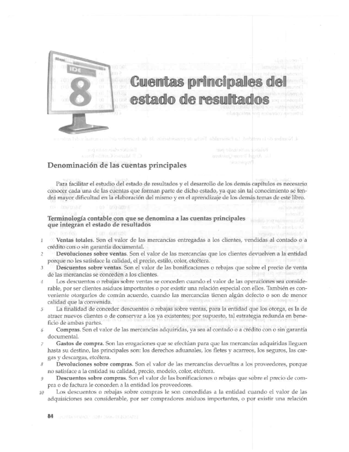 CAP 8 Cuentas DE Estado DE Resultados - IDE 8 Cuentas principales del ...