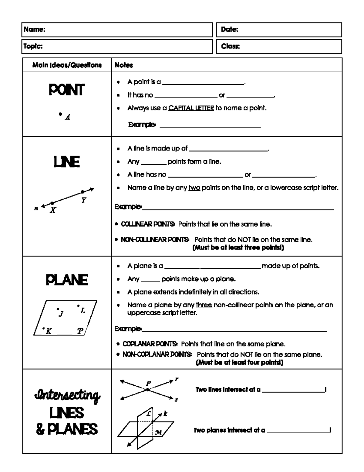 1-1 Notes - Geometry Work - Geo22 - Studocu