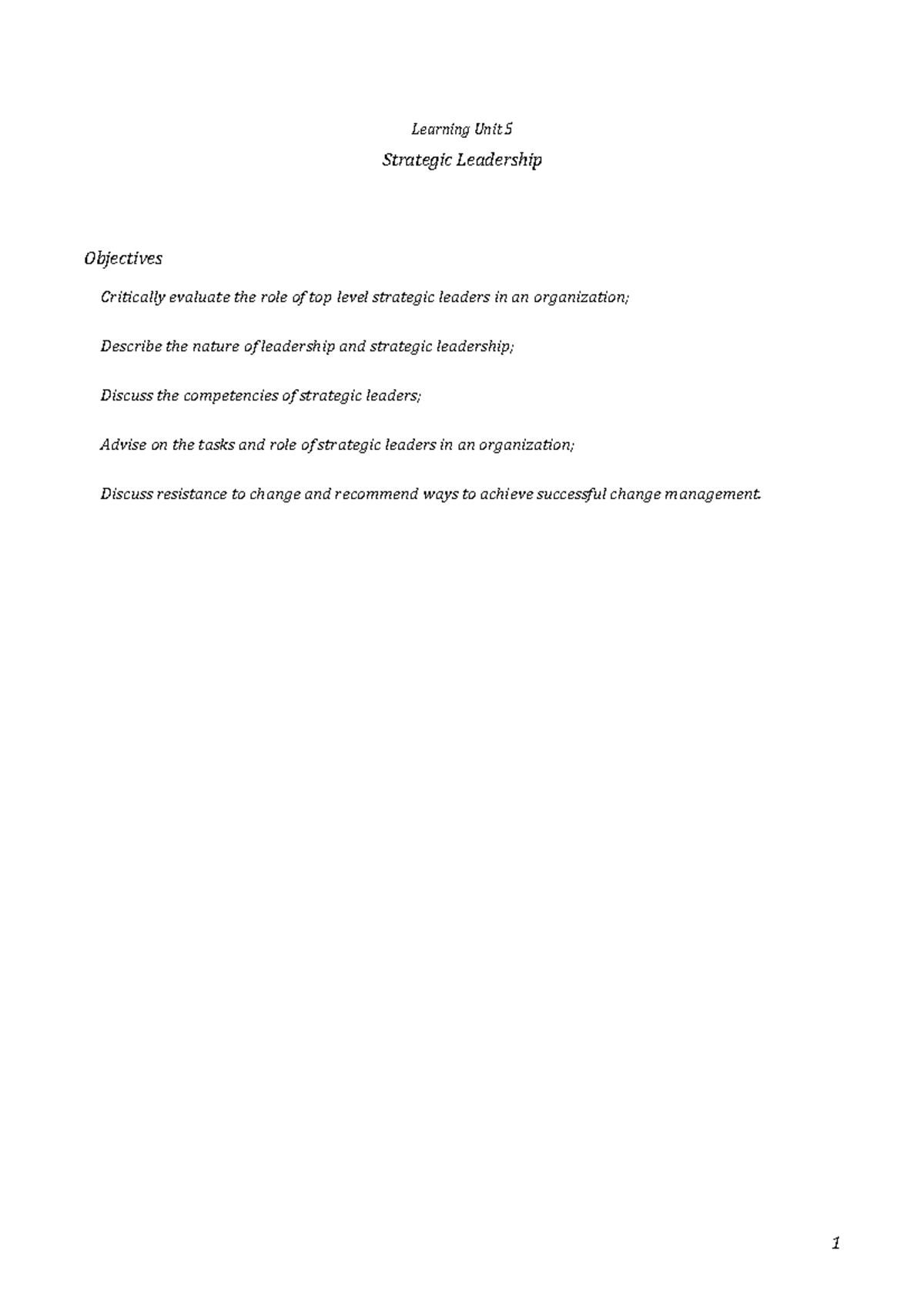 LU 5 - These business management summaries will assist you with your ...