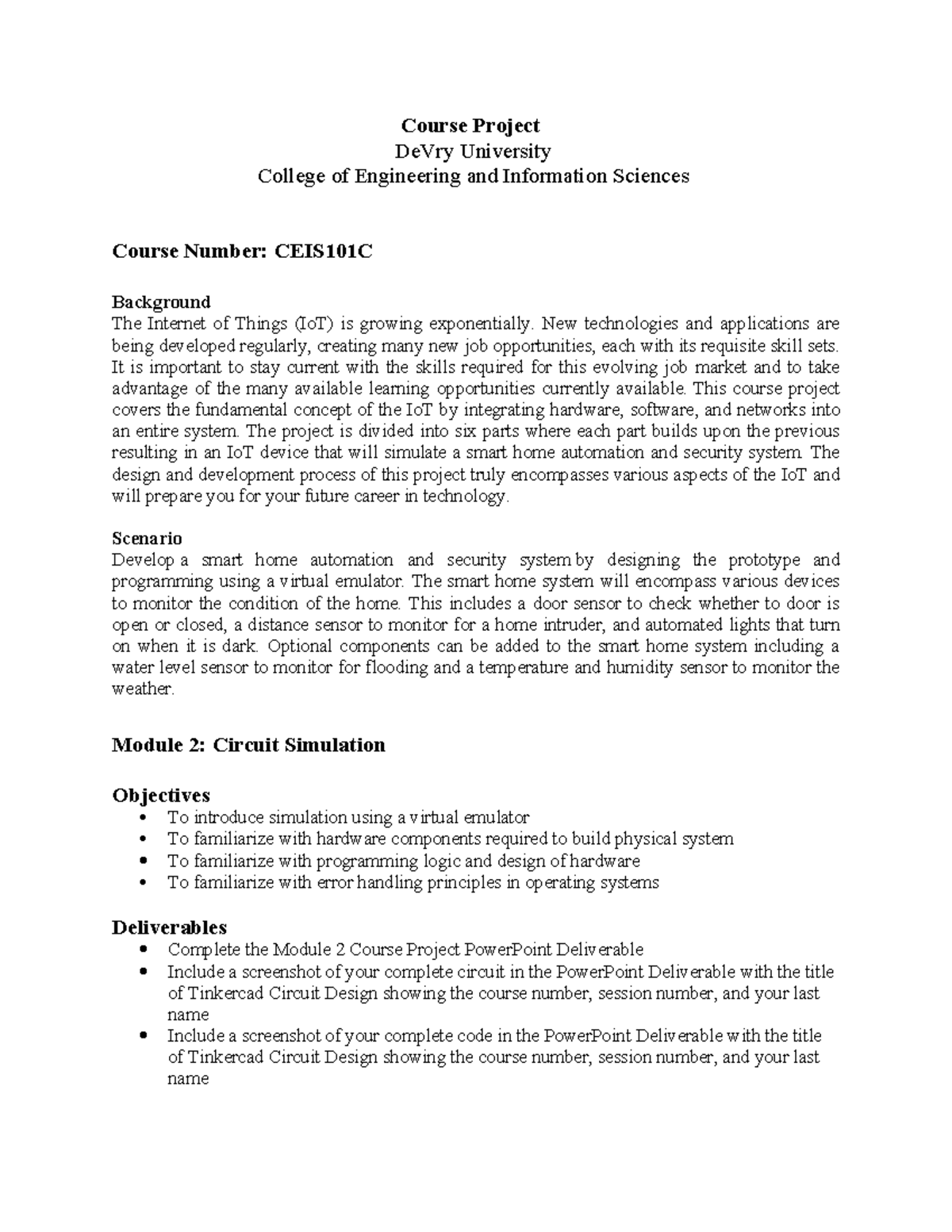 CEIS101 C Module 2 Project Guide-1 - Course Project DeVry University ...