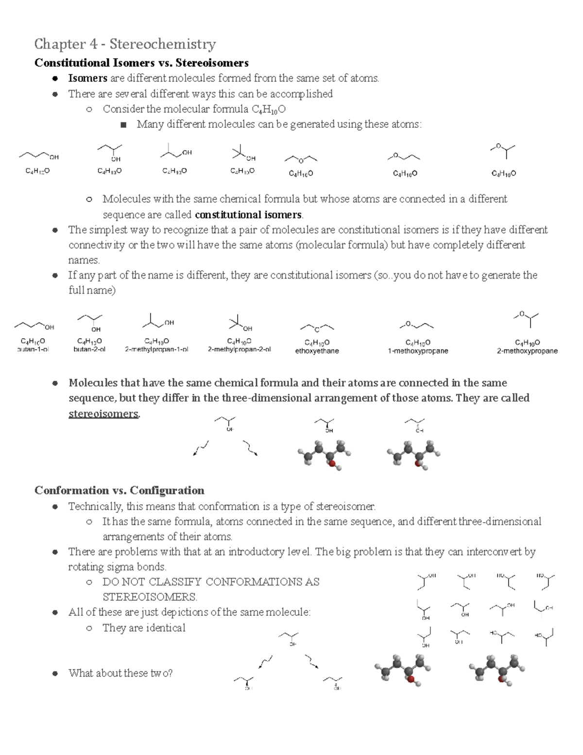 Chapter 4 - Prof. Langdon - Chapter 4 - Stereochemistry Constitutional ...