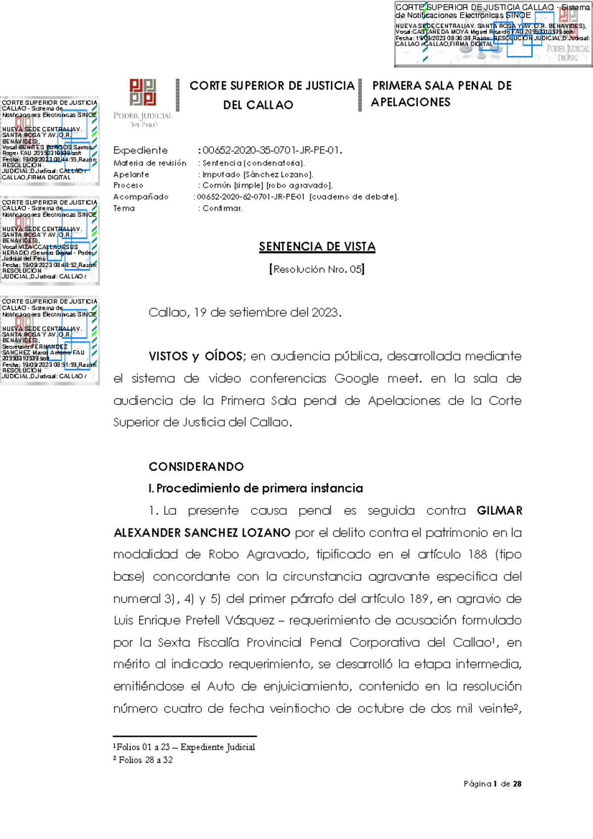652-2020-35 Sentencia DE Vista - CORTE SUPERIOR DE JUSTICIA PRIMERA