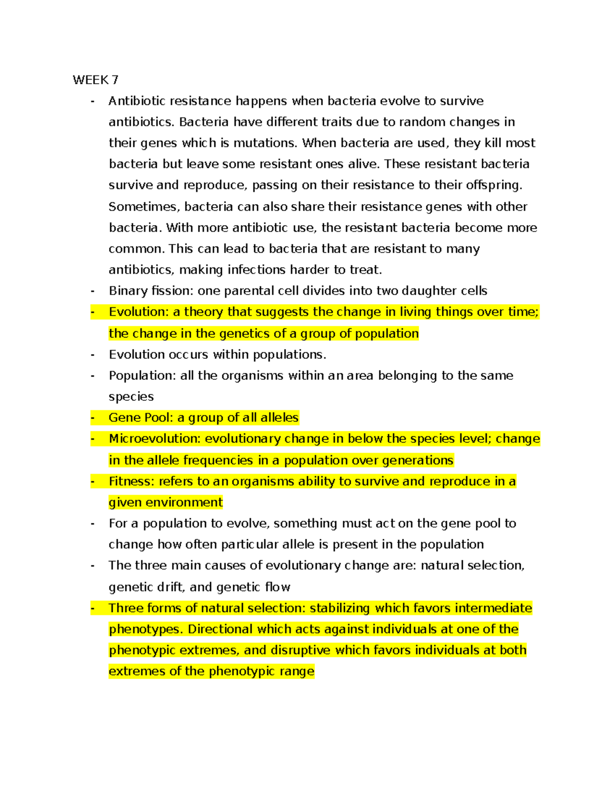 Biology 102 Unit 2 exam notes - WEEK 7 Antibiotic resistance happens ...