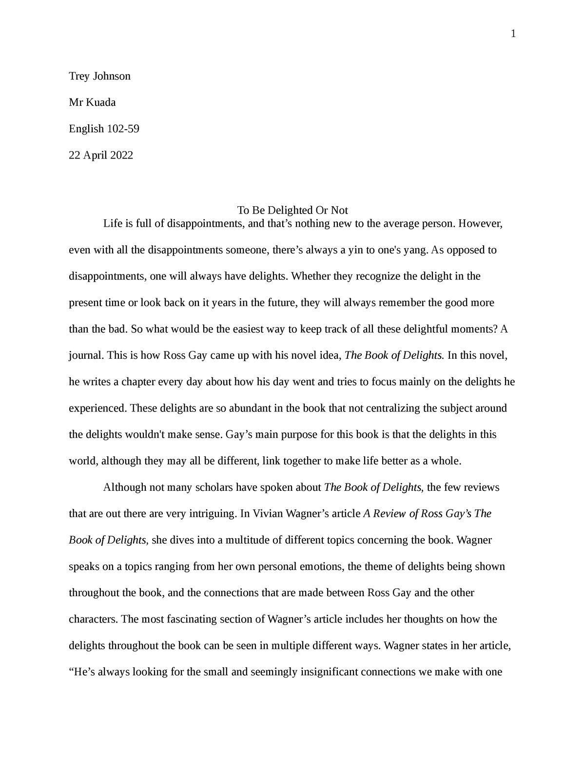 the book of delights essay