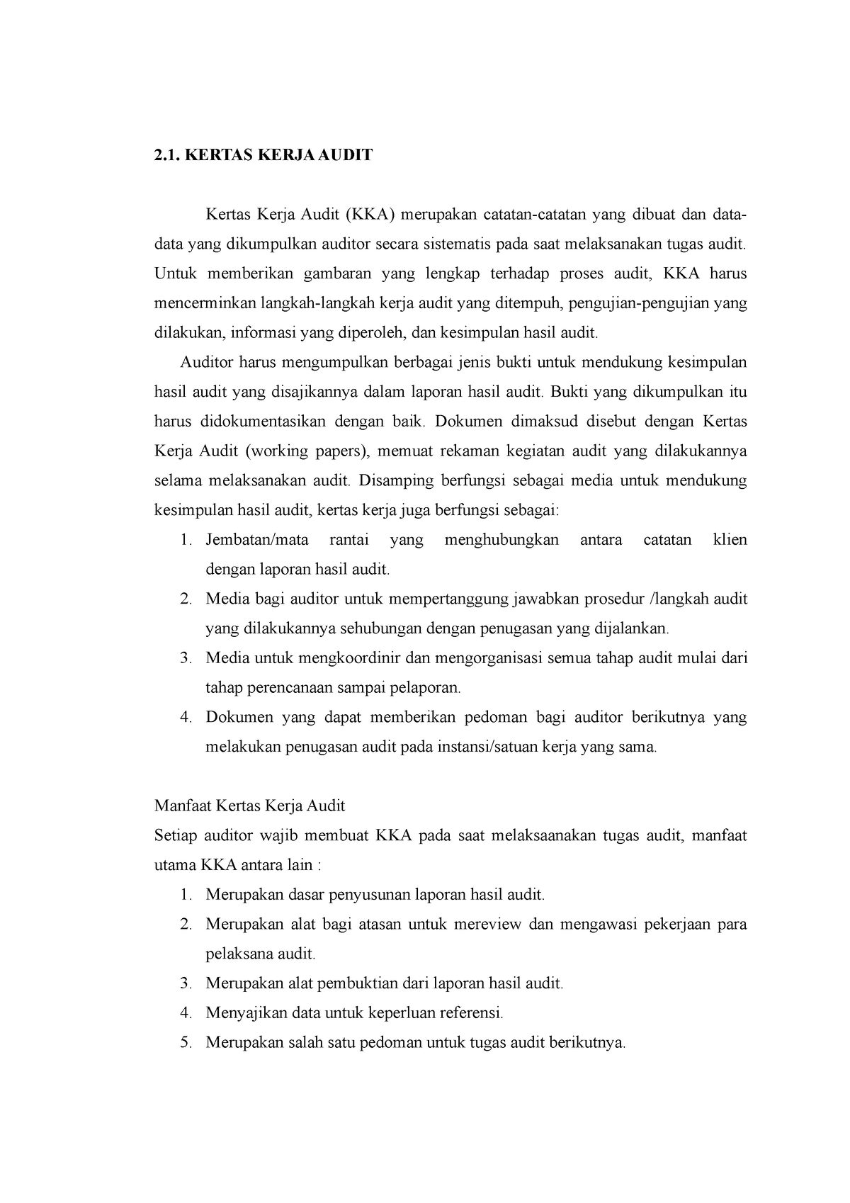 Kertas Kerja Audit - 2. KERTAS KERJA AUDIT Kertas Kerja Audit (KKA ...