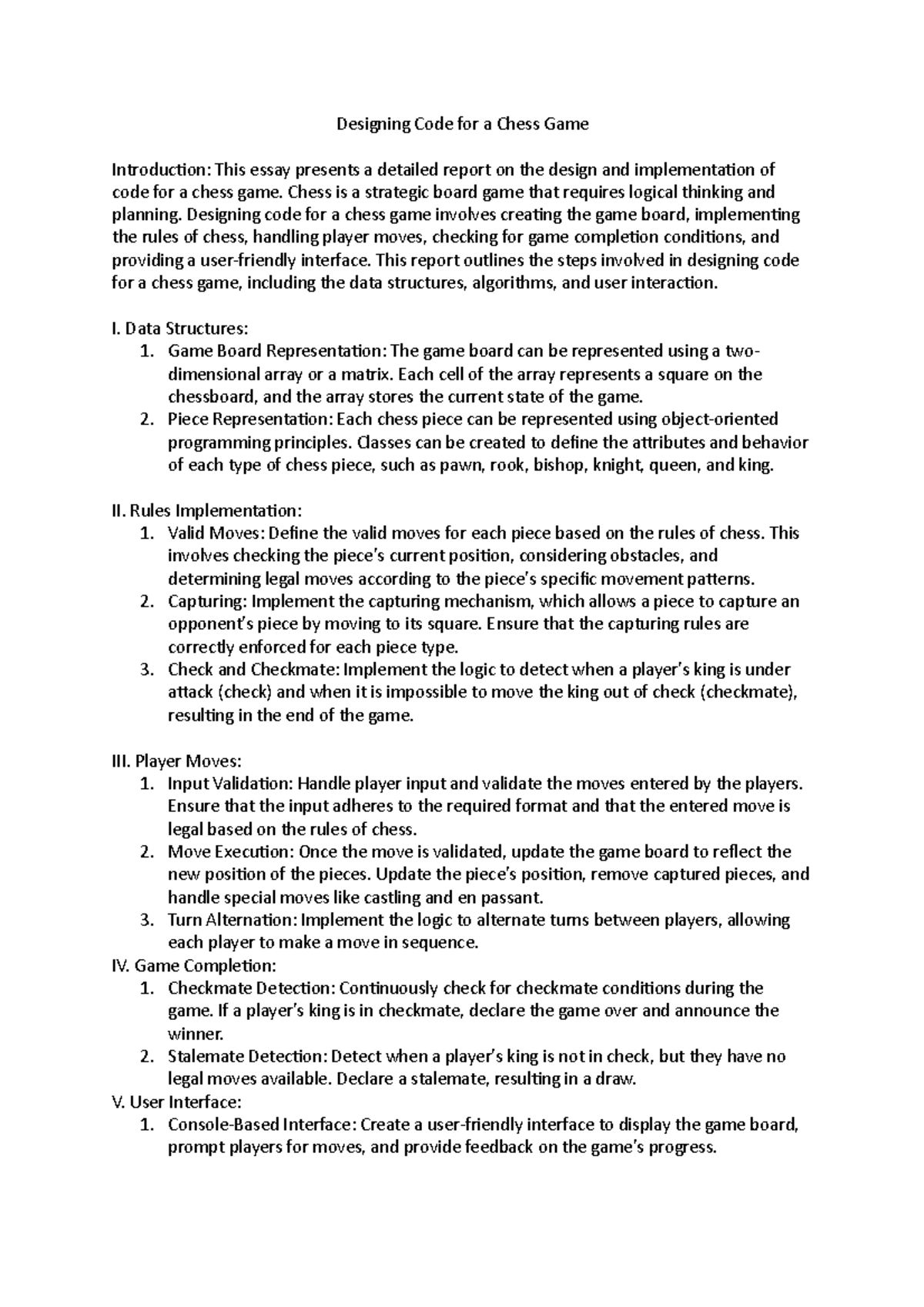 Designing Code for a Chess Game - Designing Code for a Chess Game ...