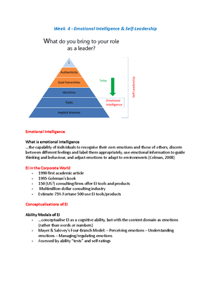 Leadership Notes - Lecture 1 - 1/03/ PART 1: WHAT IS LEADERSHIP & HOW ...