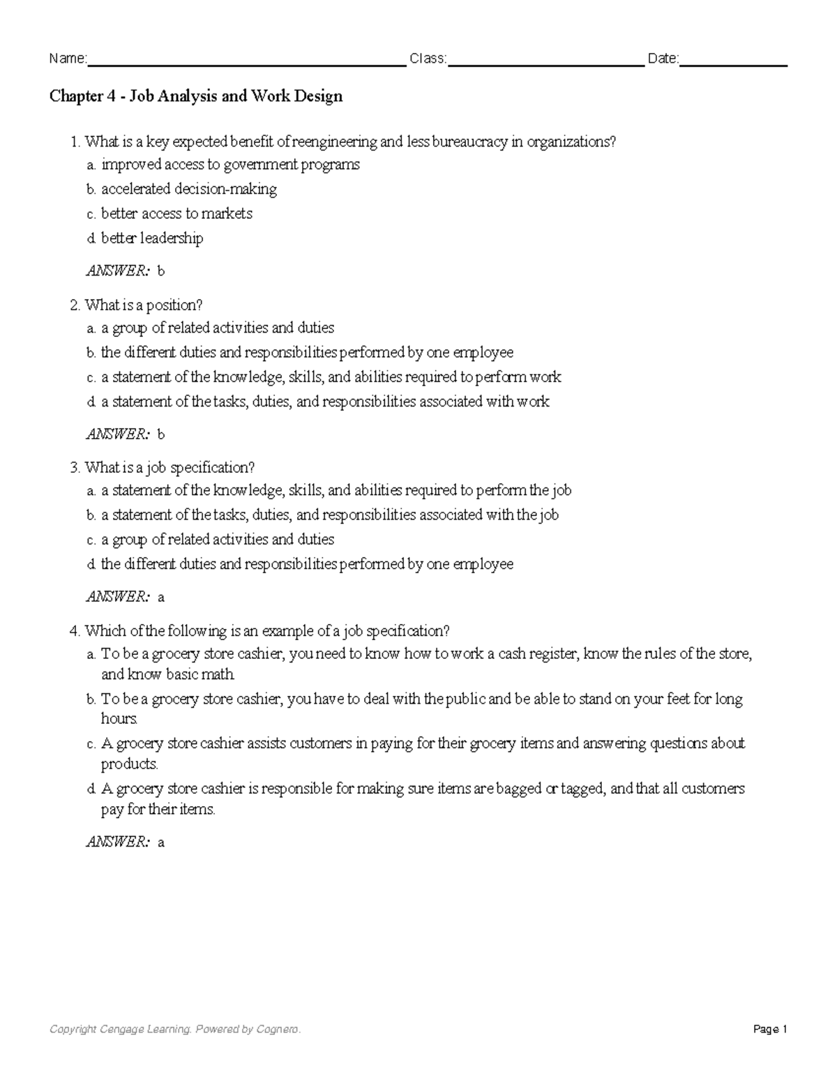 Chapter 4 Job Analysis and Work Design - - Studocu