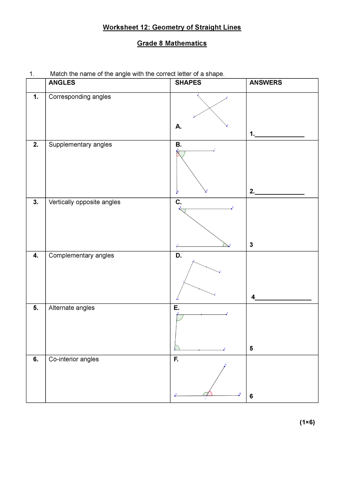 Geometry 082550 - Worksheet 12: Geometry of Straight Lines Grade 8 ...