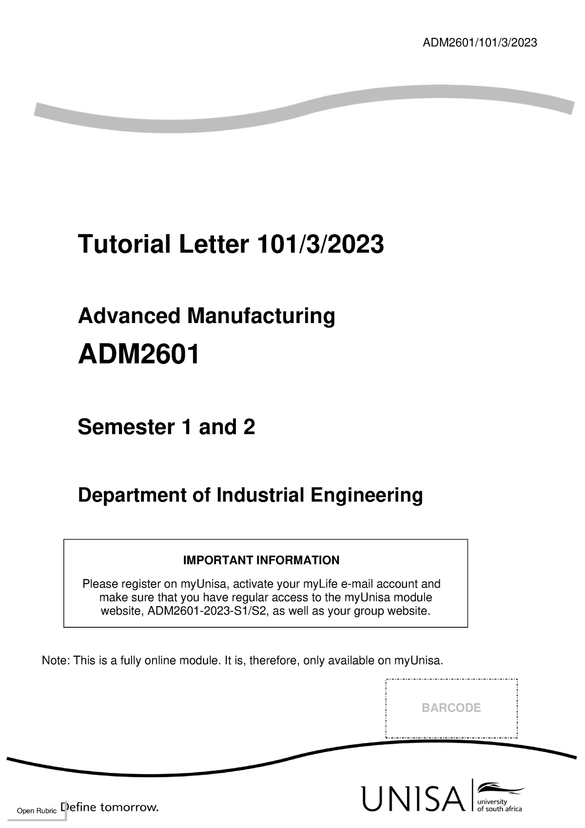 ADM2601 2023 TL 101 3 B - Tutorial Letter - ADM2601/101/3/ 2023 ...