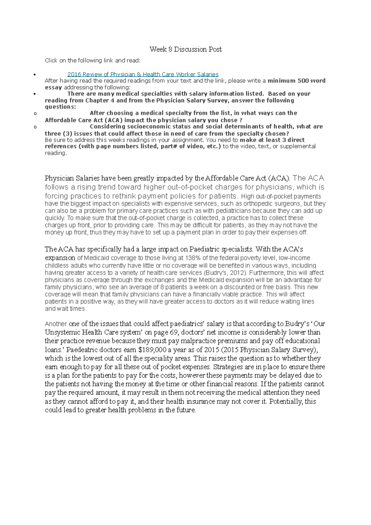 Week 8 Discussion Post - Week 8 Discussion Post Click on the following ...