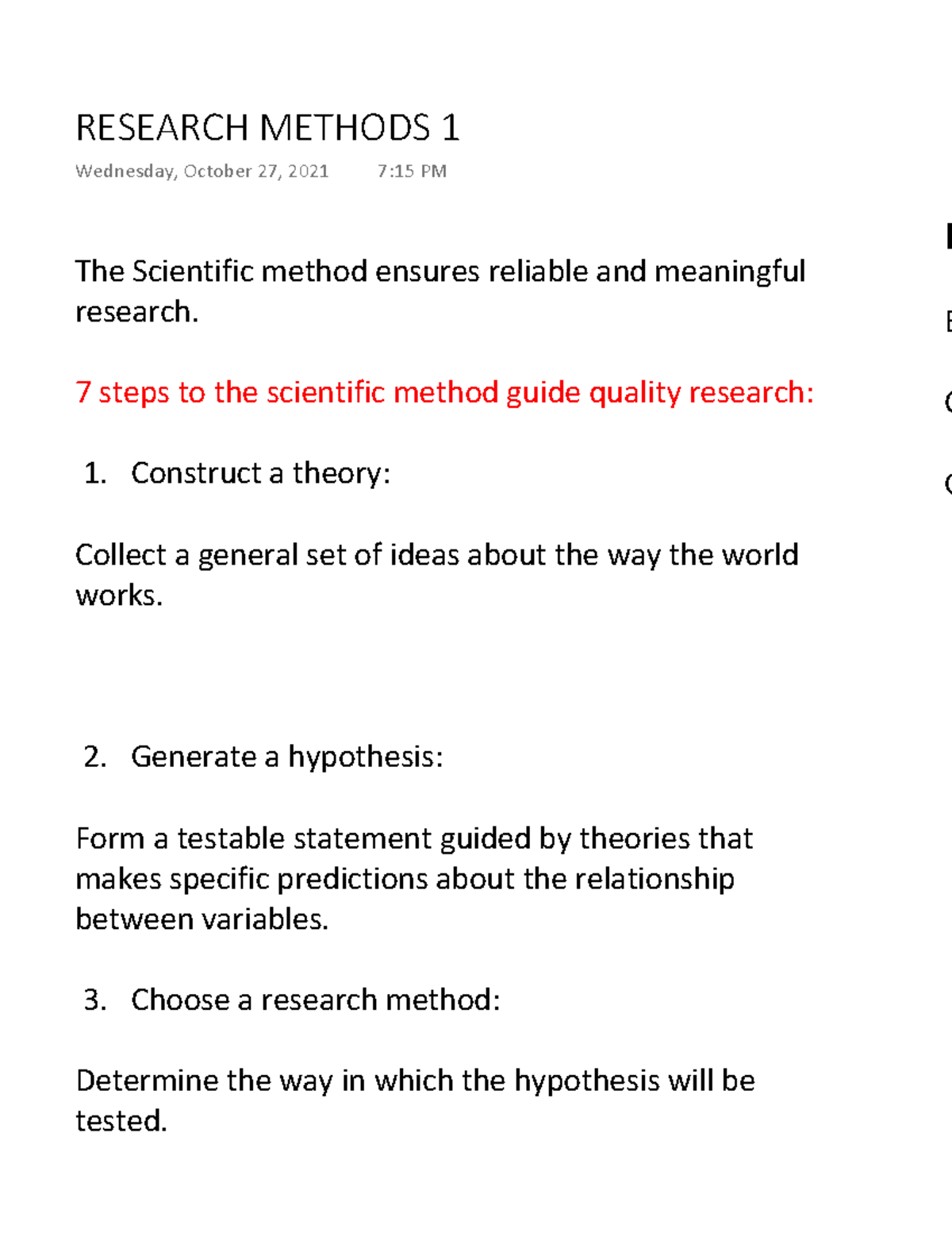 Research Methods 1 Module Notes - 1X03 - McMaster - Studocu