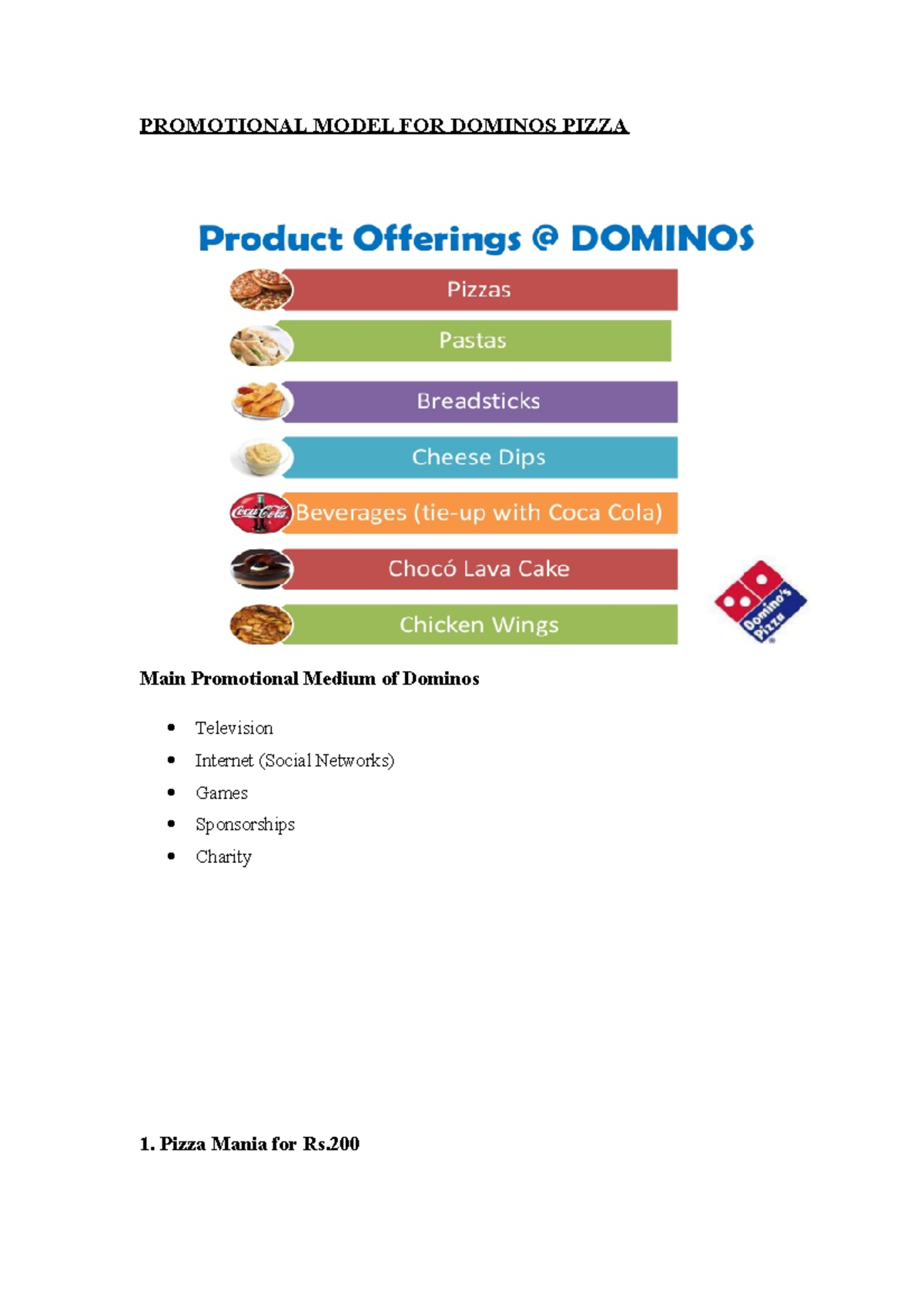 Promotional Model of Domino - PROMOTIONAL MODEL FOR DOMINOS PIZZA Main ...