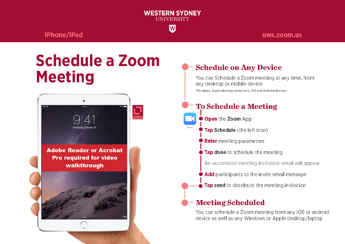 Zoom Apple IOS devices How to schedule a meeting Video iPhone/iPad
