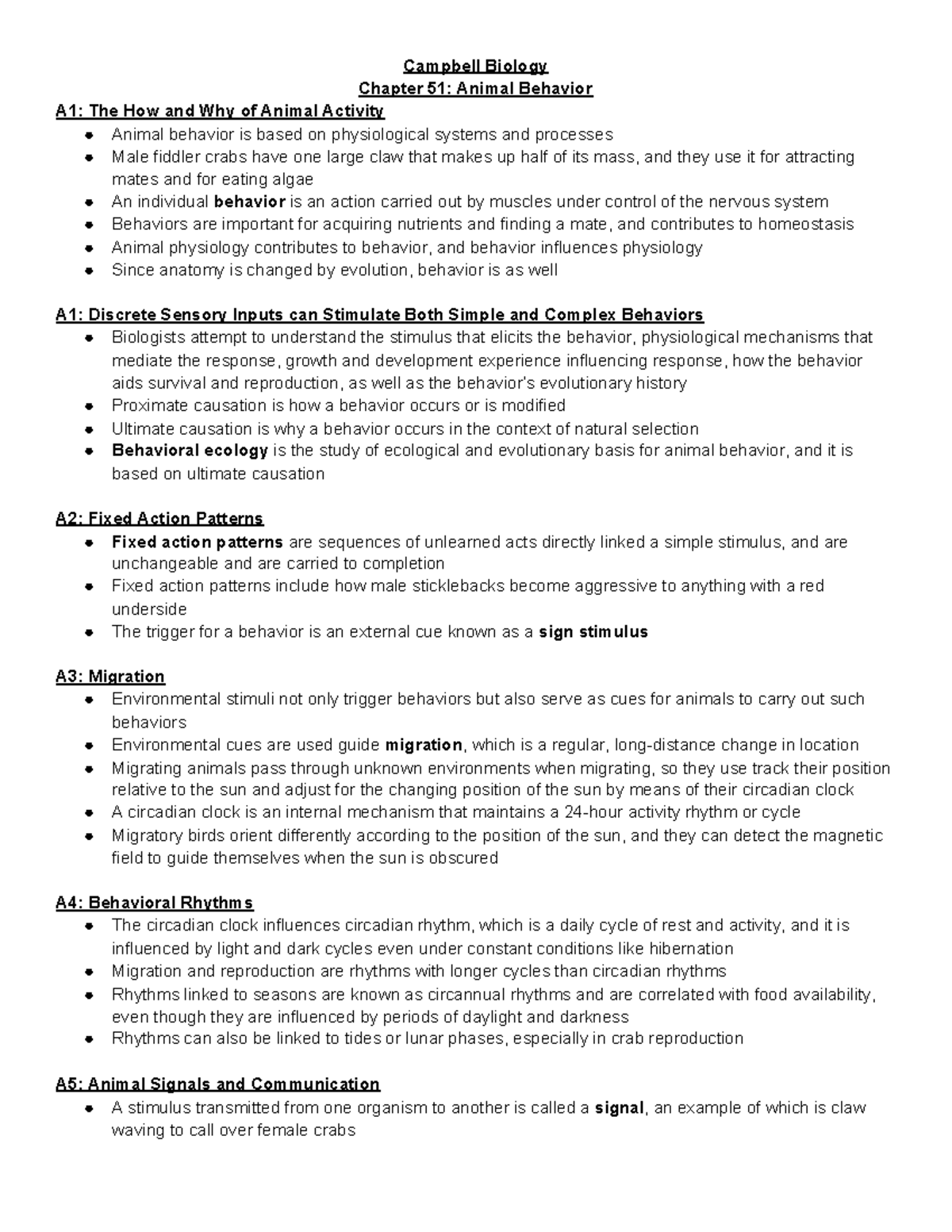 AP Biology Chapter 51 Notes Campbell Biology Chapter 51 Animal