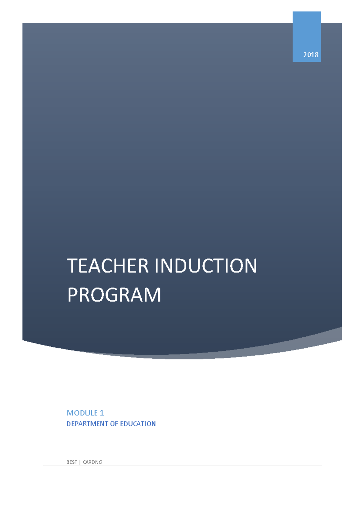 TeacherInductionProgram Module1Final Version TEACHER INDUCTION