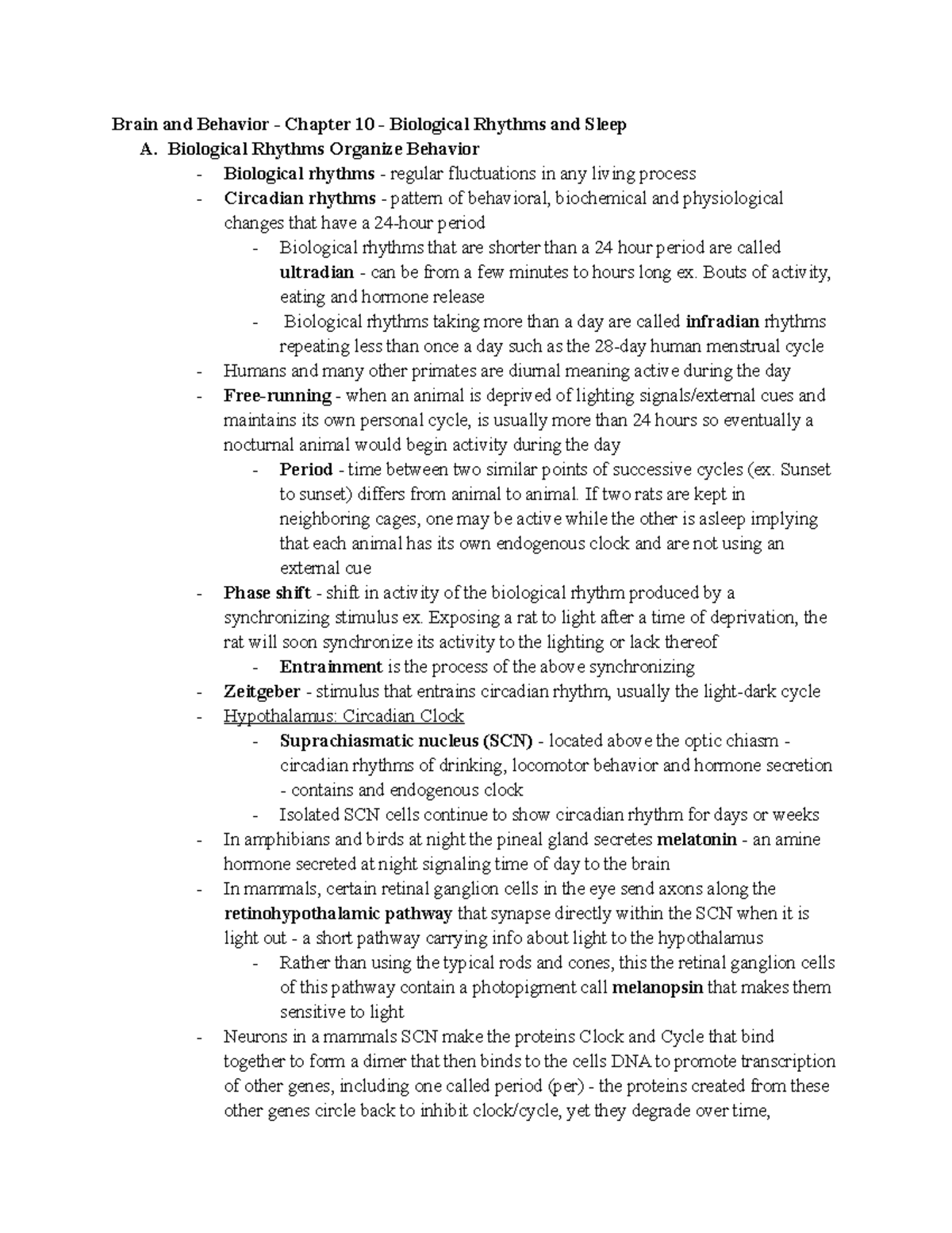 Brain And Behavior - Chapter 10 - Biological Rhythms And Sleep ...