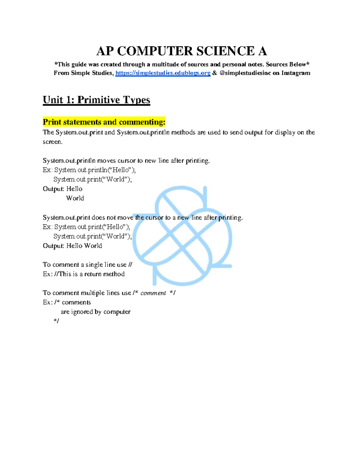 60a178e1d990182 dd18b922c SS- Apcsa - AP COMPUTER SCIENCE A This guide ...