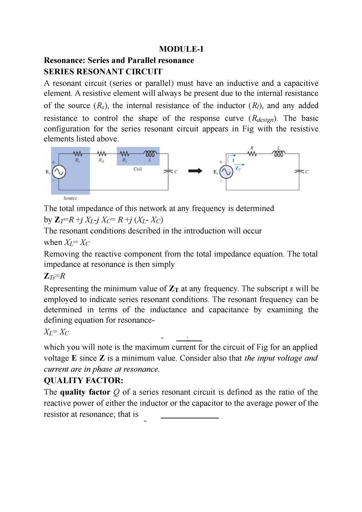 series and parallel resonance experiment viva questions