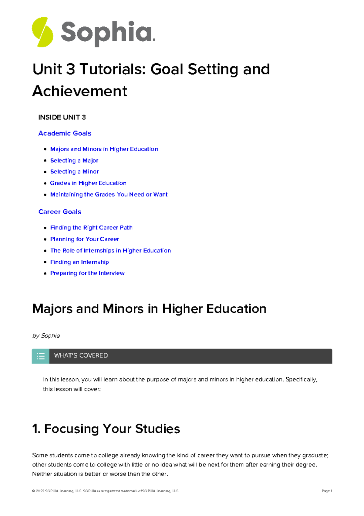 Unit 3 tutorials goal setting and achievement - Unit 3 Tutorials: Goal ...