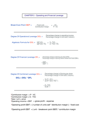 Chapter 5 - Testbank - Chapter 05 Operating And Financial Leverage ...