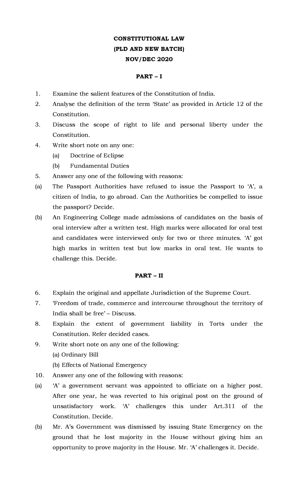 Constitutional LAW dec-2020 - CONSTITUTIONAL LAW (PLD AND NEW BATCH ...