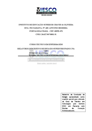 Comissão de Controle de Infeccção Hospitalar - Comissão de Controle de  Infecção Hospitalar Aula - Studocu