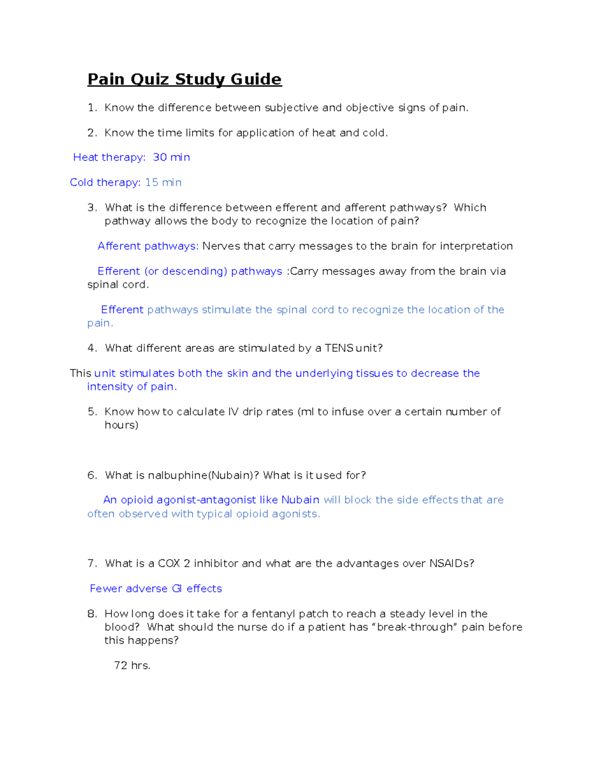 Pain Quiz Study Guide 4 Stride will help pass quiz 4 in medsurg