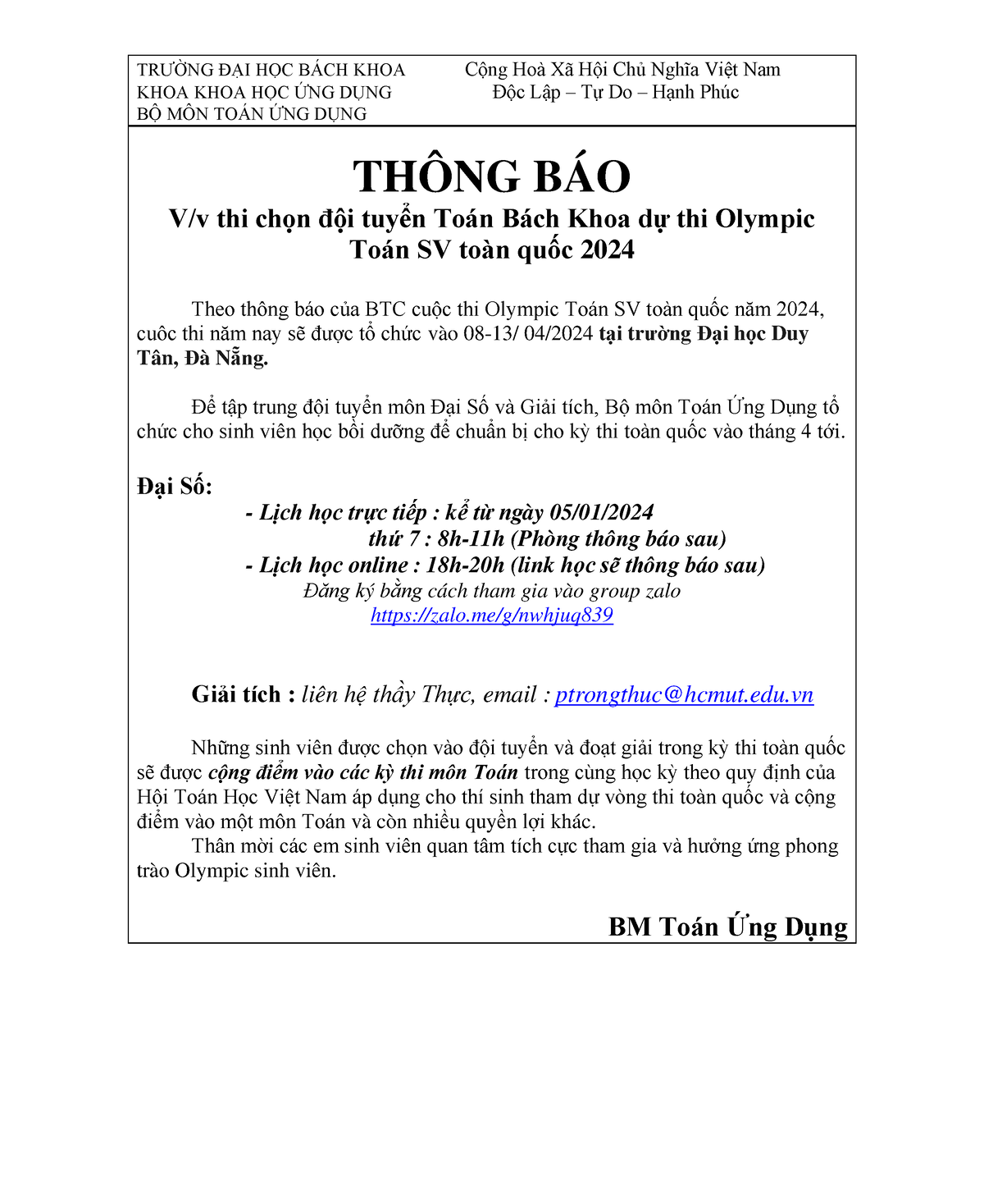 Thongbao Olympic 2024 đâss TRƯỜNG ĐẠI HỌC BÁCH KHOA Cộng Hoà Xã Hội