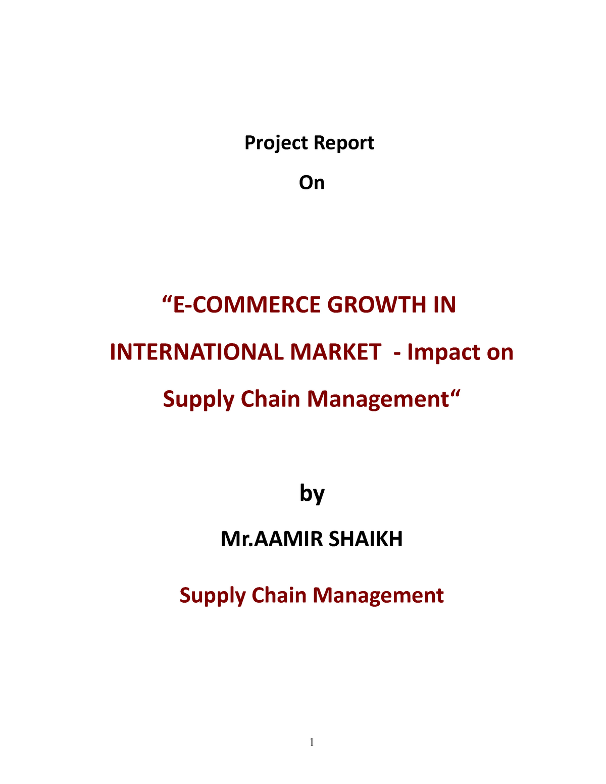 dissertation report supply chain management