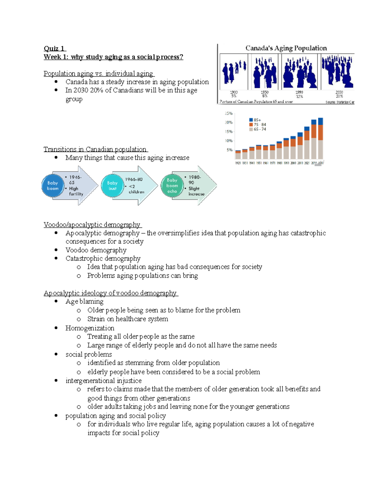 Quiz 1 Course Notes - Quiz 1 Week 1: why study aging as a social ...