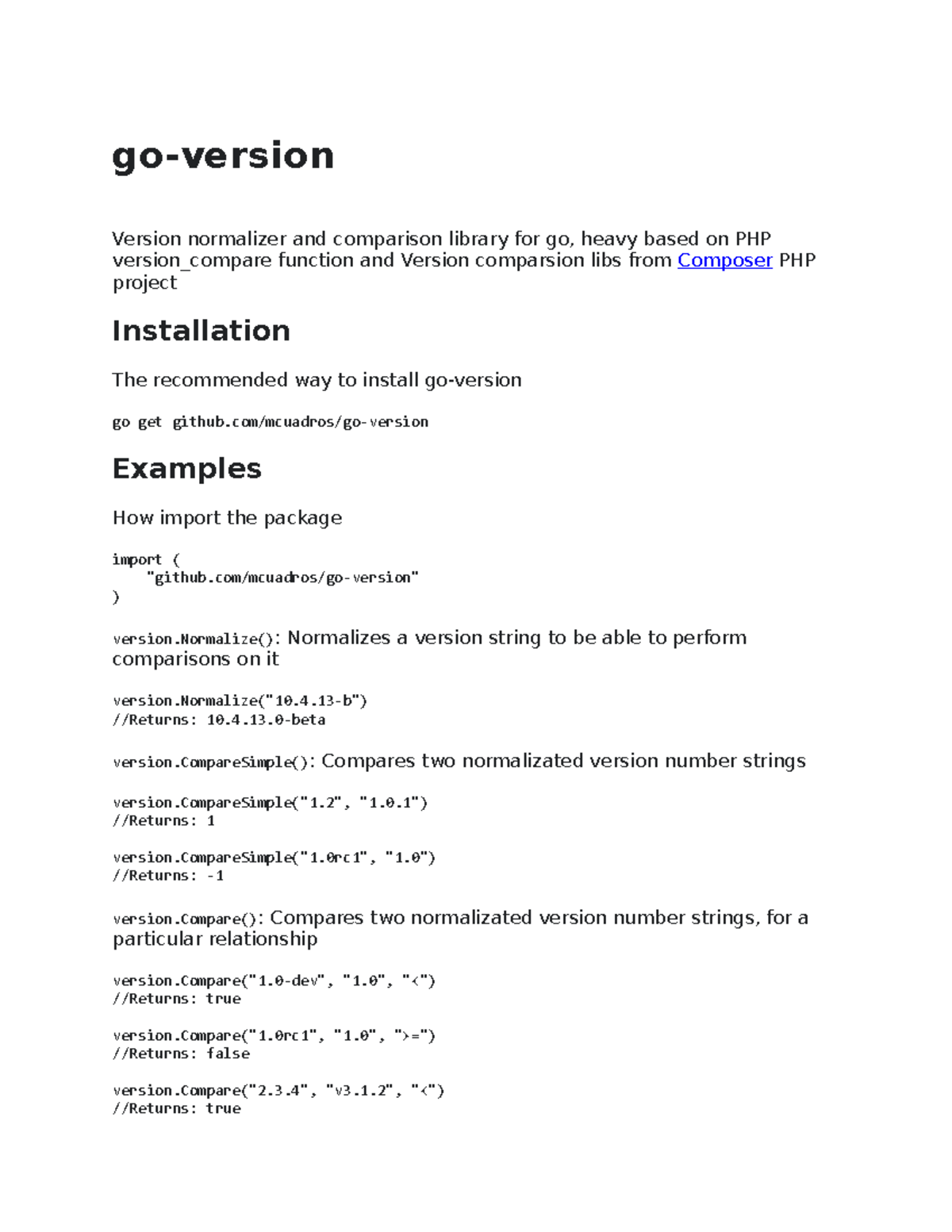 Go Computer technology essays goversion Version normalizer and