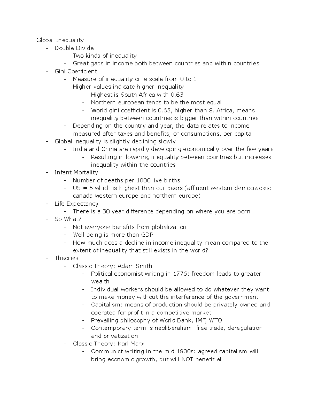 SOC 248 Notes Exam 1 - Global Inequality - Double Divide - Two kinds of ...