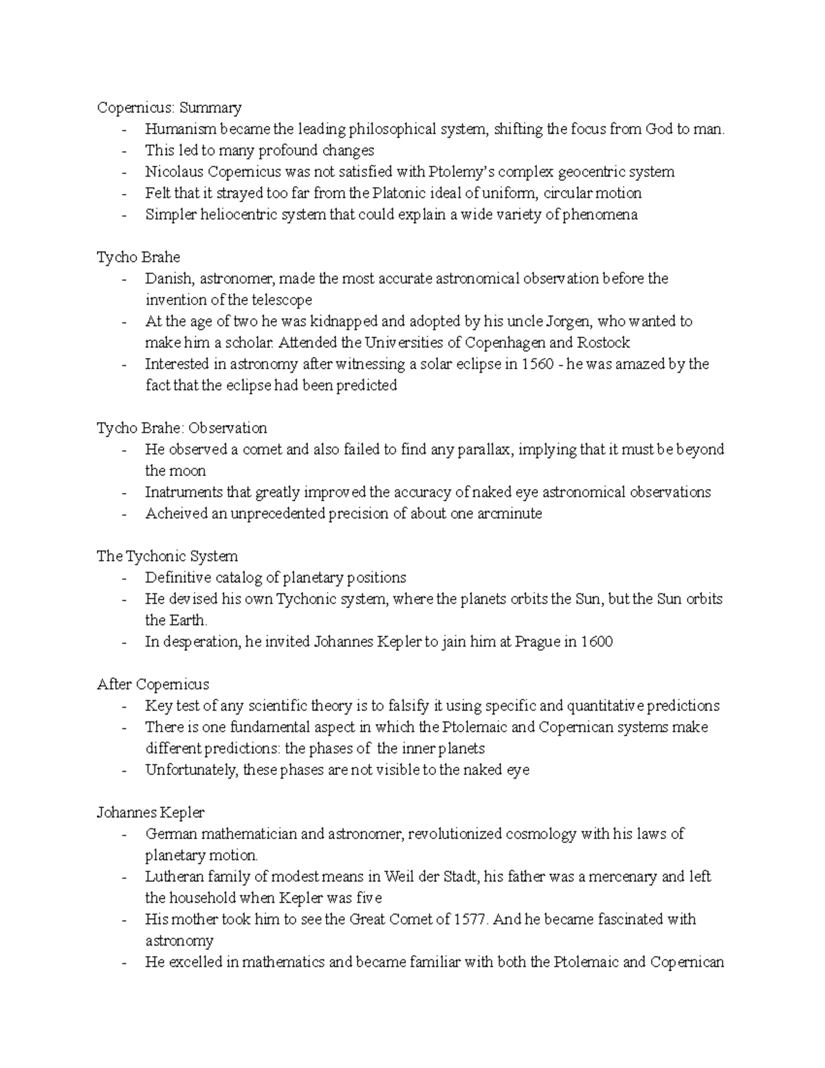 Stonehedge Lecture 10 Week 5 Copernicus Summary Humanism became