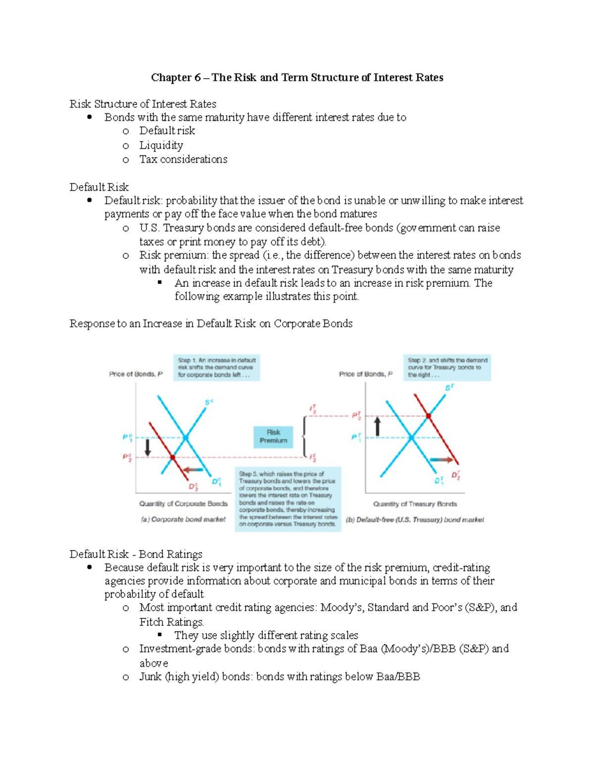 Ch. 6 - The Risk And Term Structure Of Interest Rates - Chapter 6 Notes ...