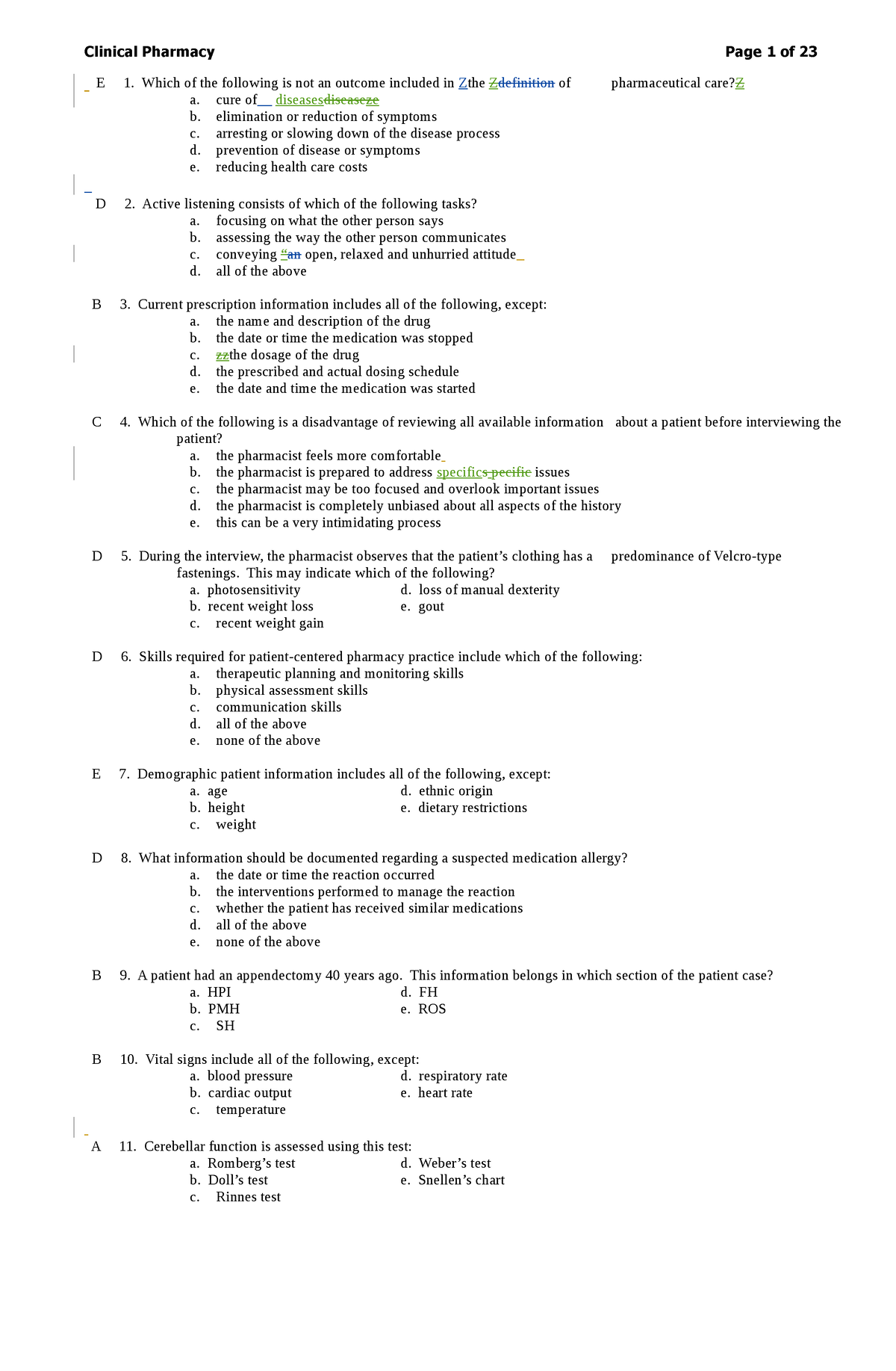 Clinical Pharmacy - E 1. Which of the following is not an outcome ...