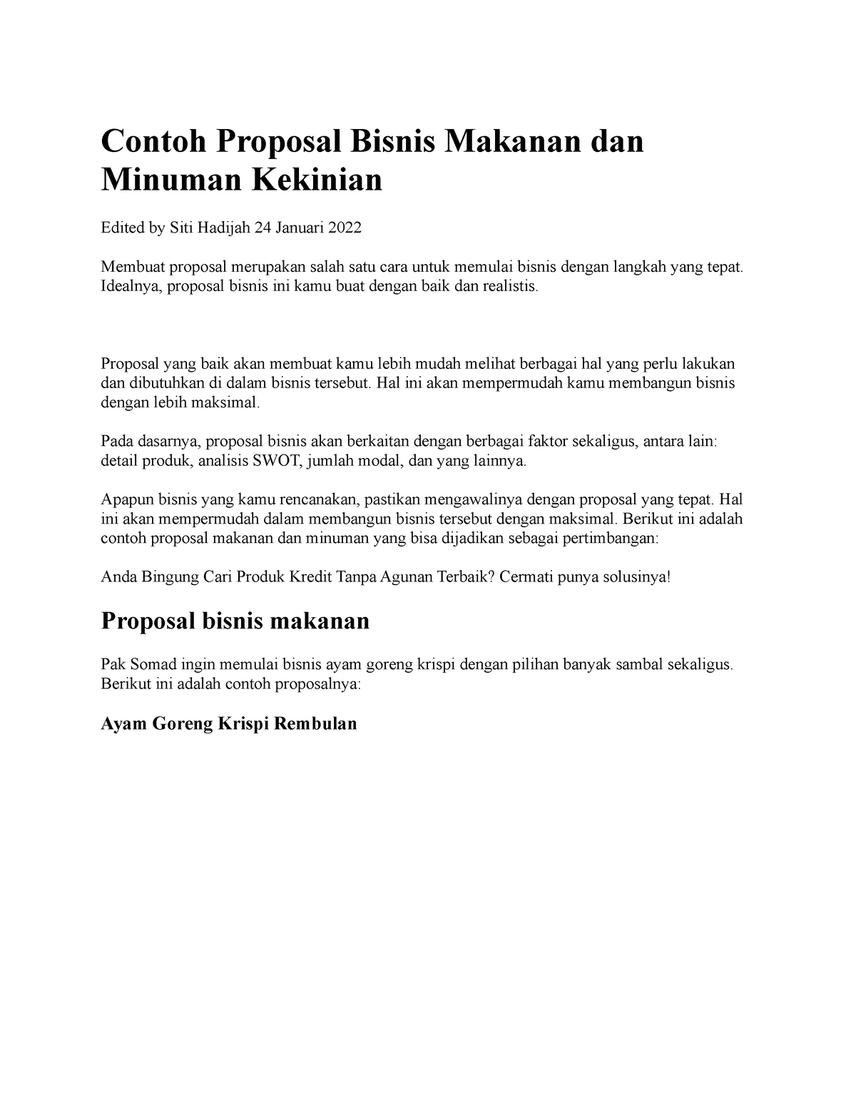 Contoh Proposal Bisnis Makanan Dan Minuman Kekinian Contoh Proposal Bisnis Makanan Dan Minuman 