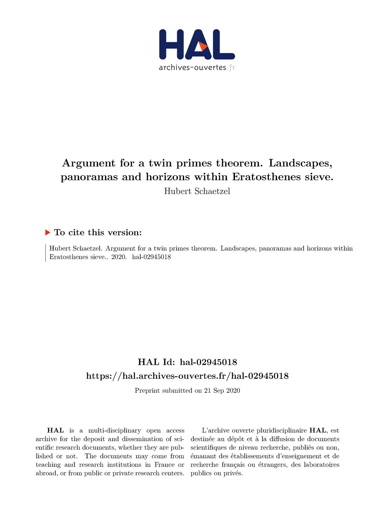 argument-for-a-twin-prime-numbers-theorem-v17-hal-id-hal-hal