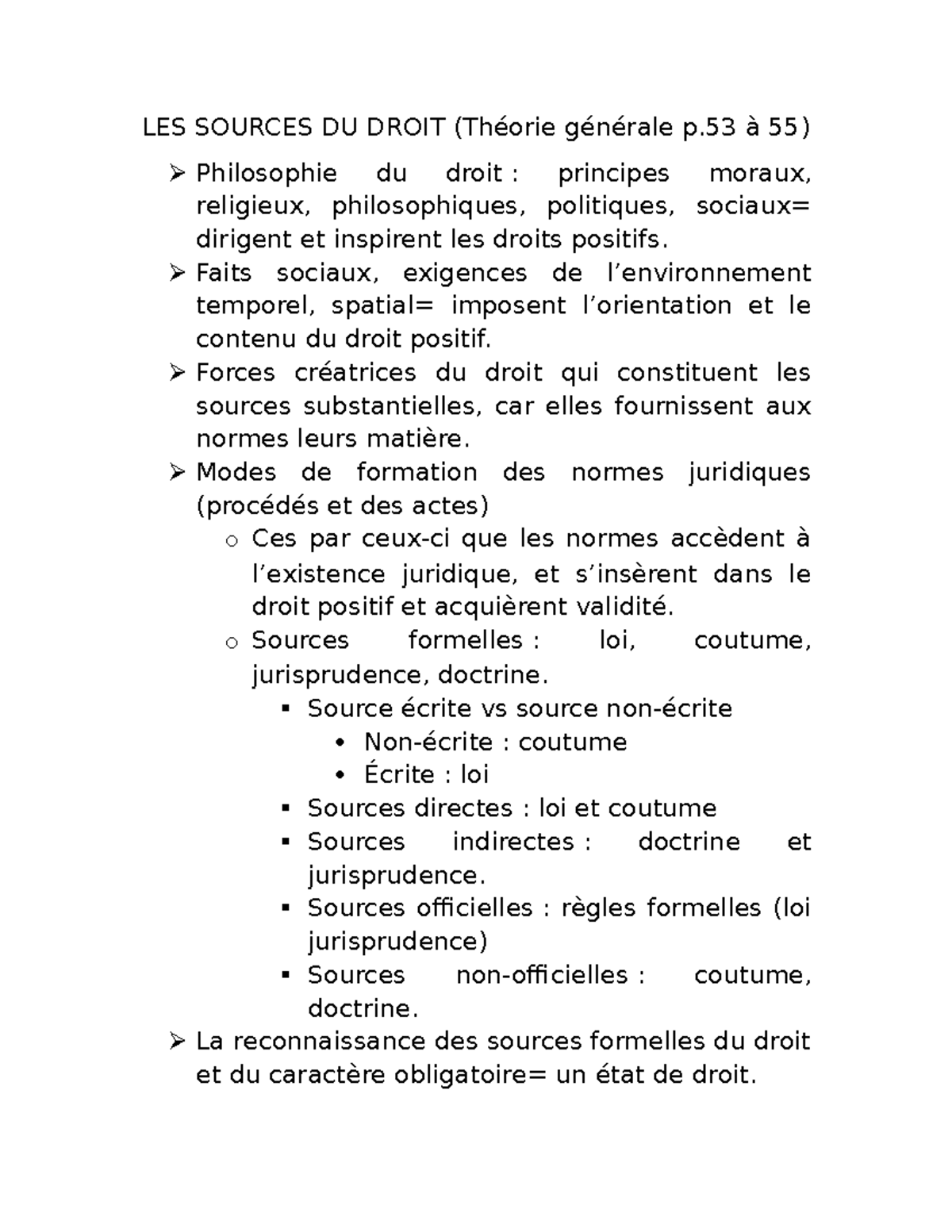 LES Sources DU Droit (théorie p. 53-55) - LES SOURCES DU DROIT (Théorie ...