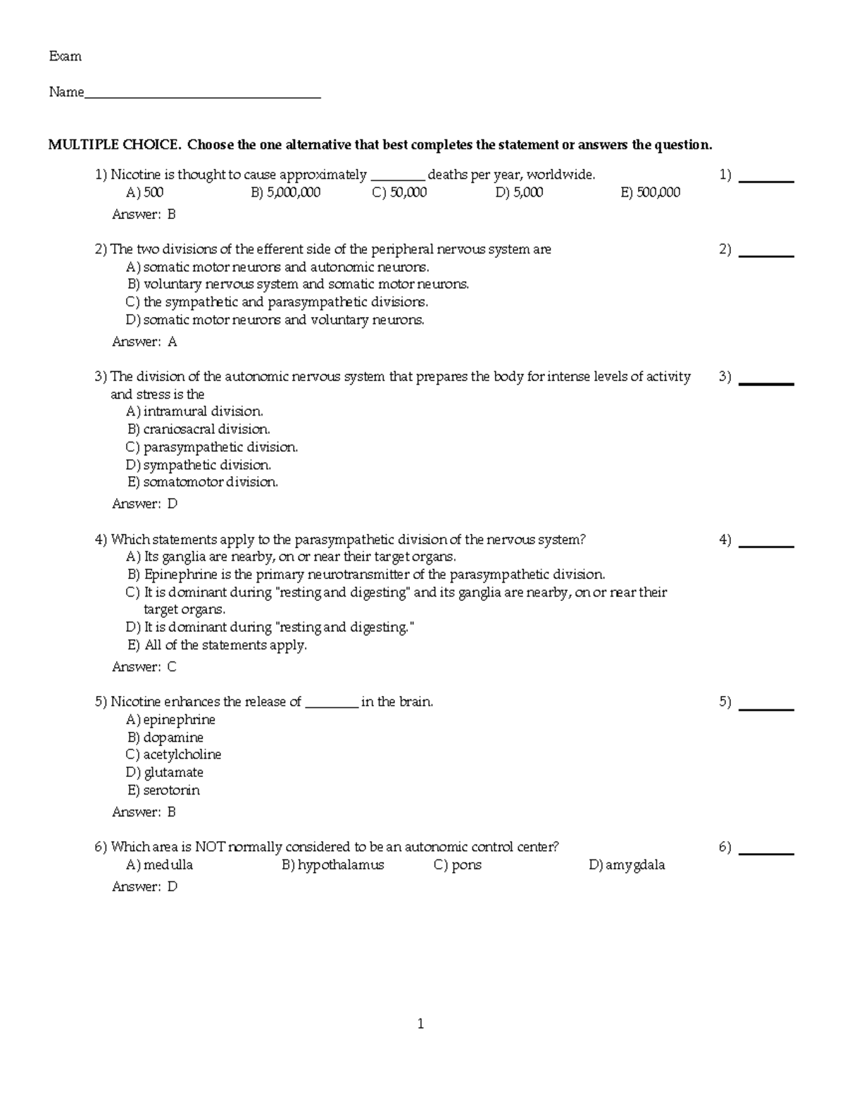 Chapter 11 Practice Questions - Exam Name ...