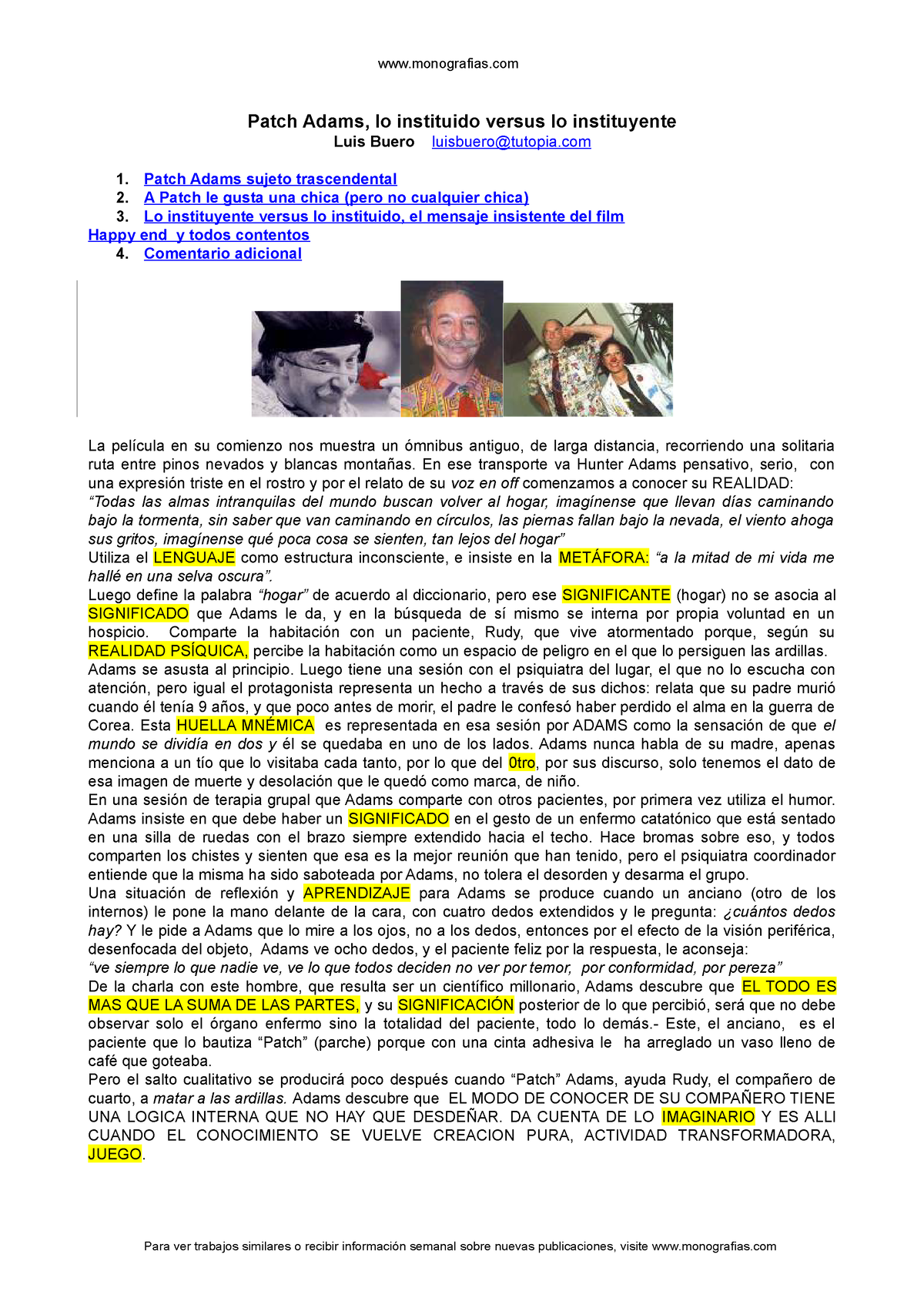 patch adams summary essay