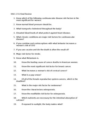 Study Guide - STUDY GUIDE Health Science Be sure to know all of the ...