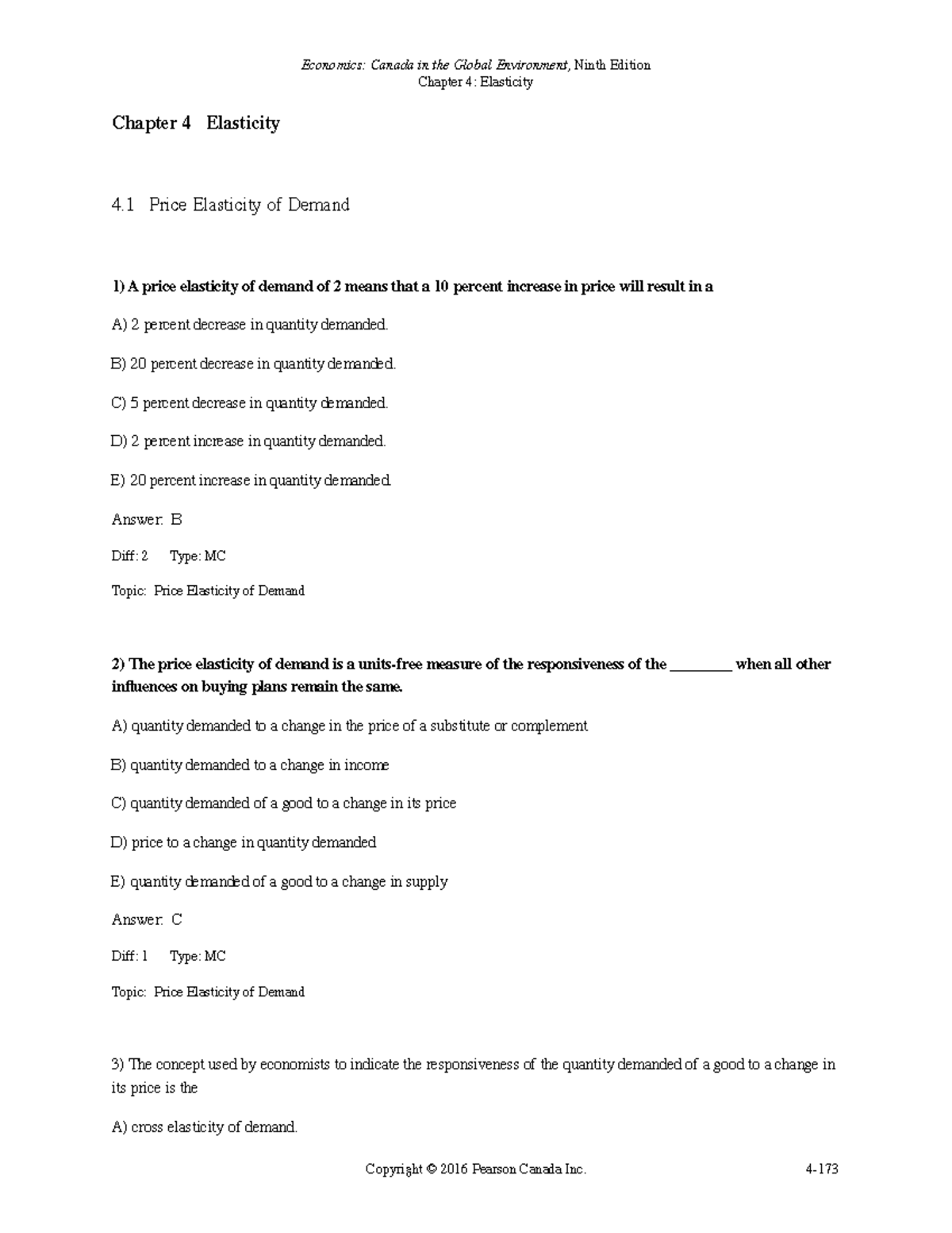 Micro Economics Test Bank Five copy - Chapter 4 Elasticity 4 Price ...