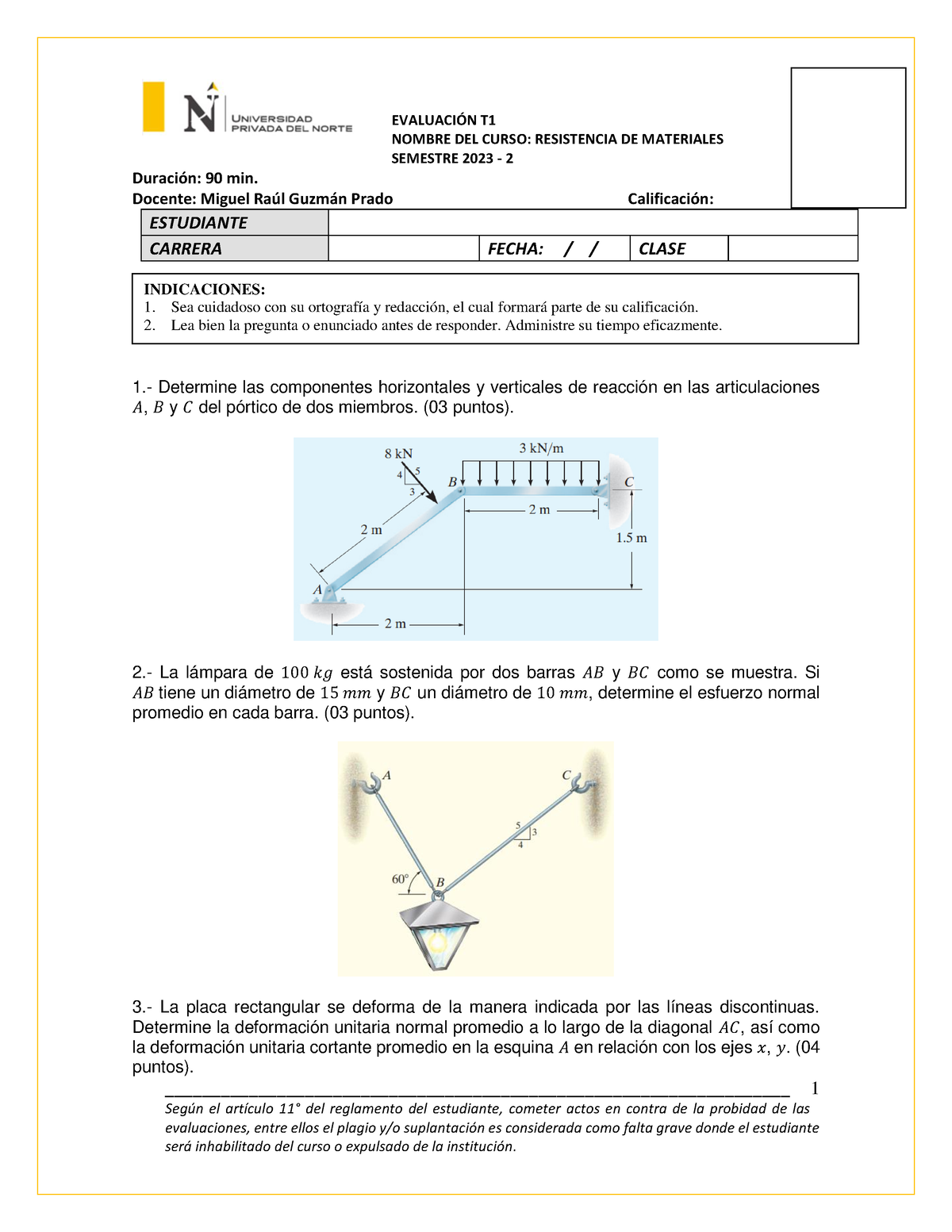 Examen Resistencia DE Materiales - - Studocu