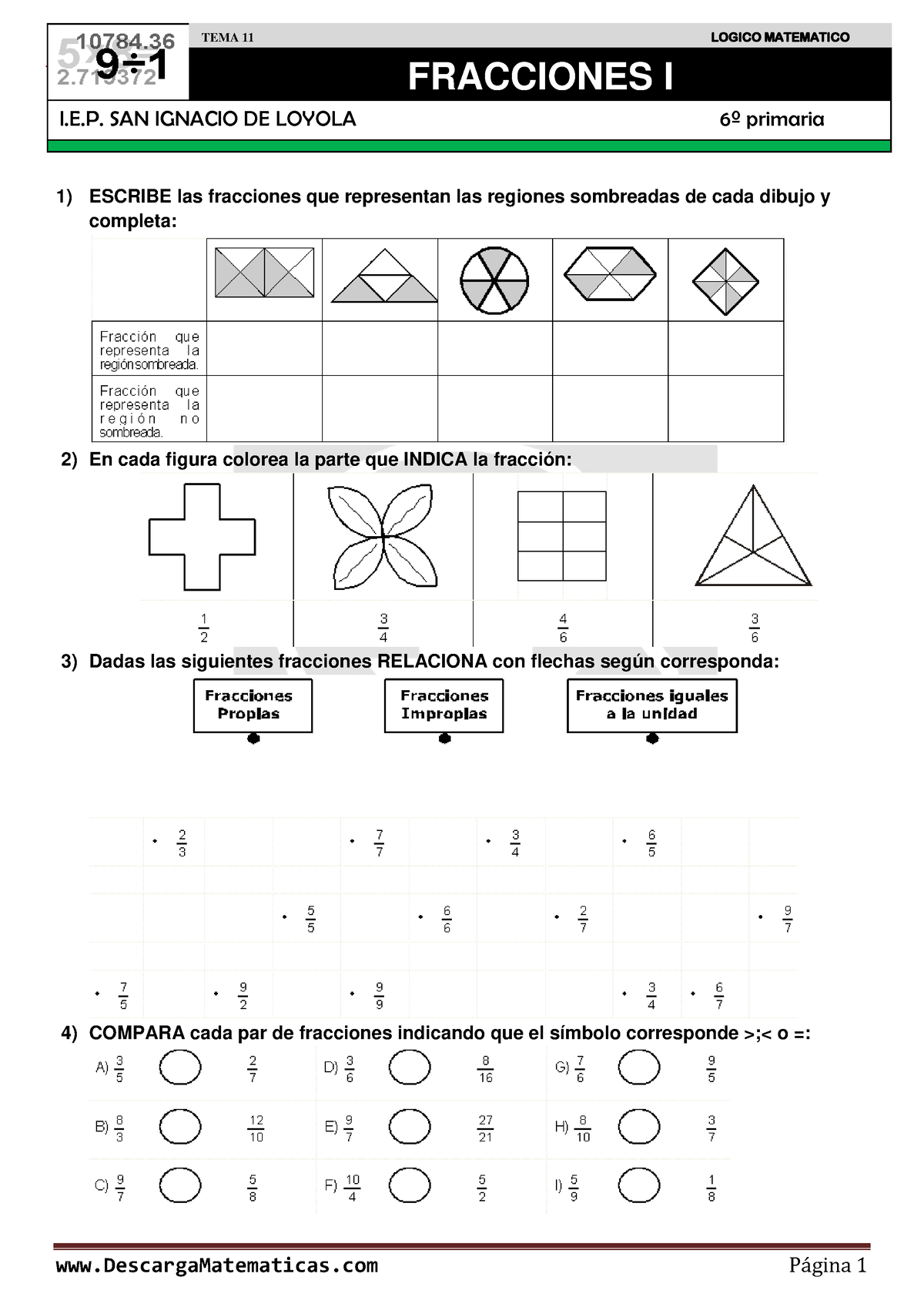 11 Fracciones I Sexto DE Primaria - PRIMARIA DescargaMatematicas 1 ...