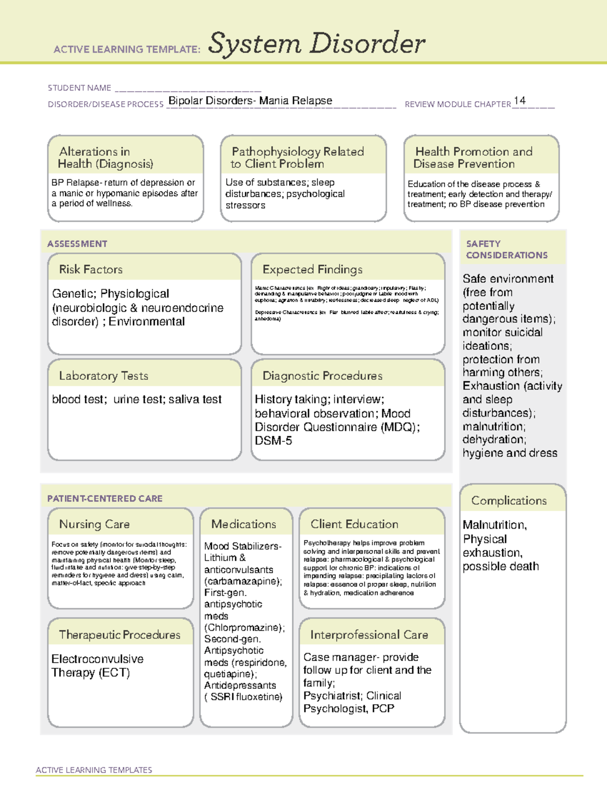 System Disorder Bipolar relapse #2 - ACTIVE LEARNING TEMPLATES System ...