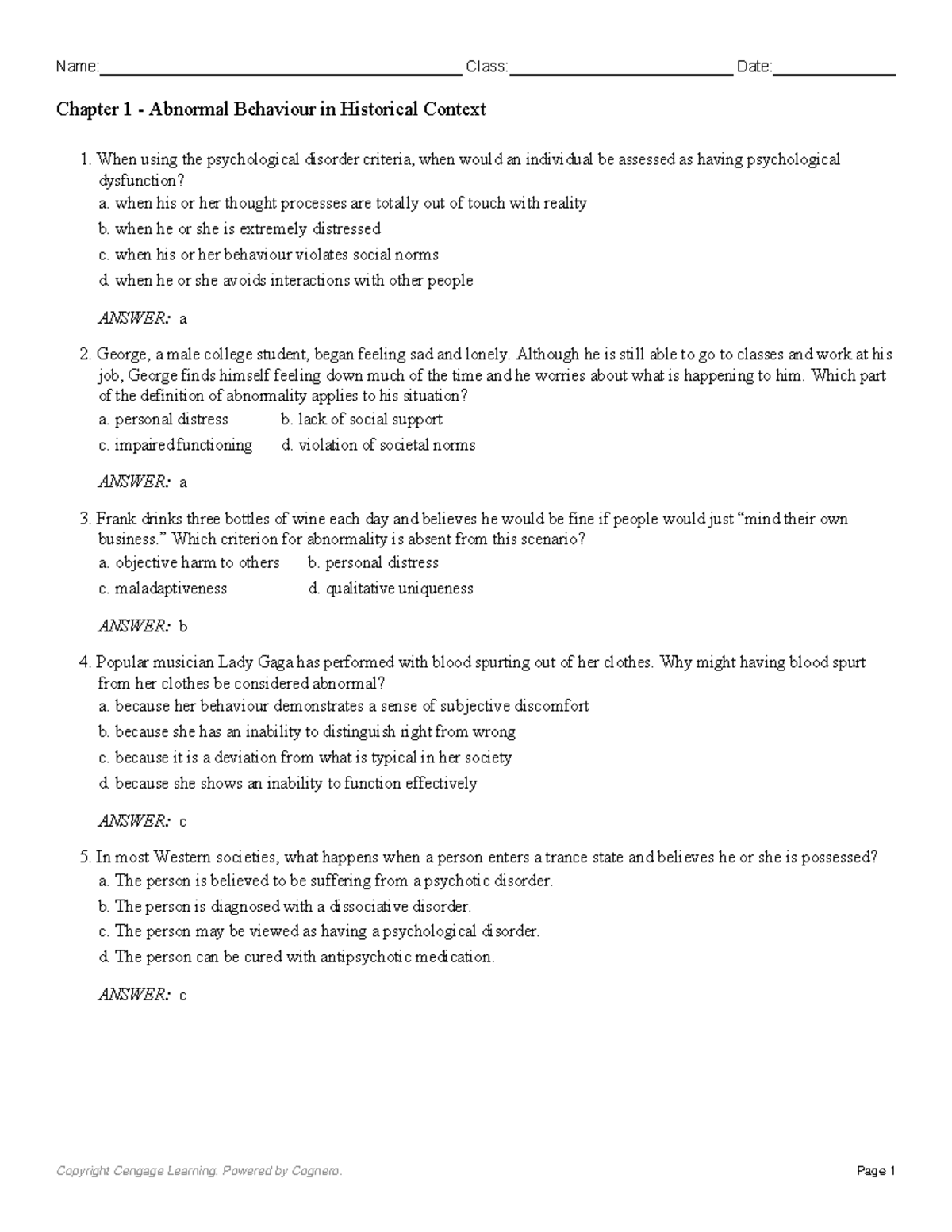 Chapter 1 Abnormal Behaviour in Historical Context - When using the ...
