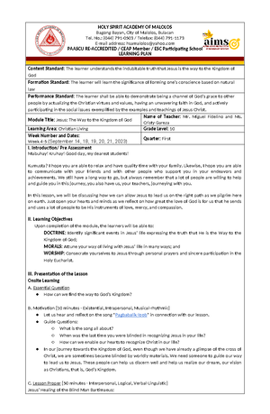 Copy of CL 10 Subject Orientation - HOLY SPIRIT ACADEMY OF MALOLOS ...
