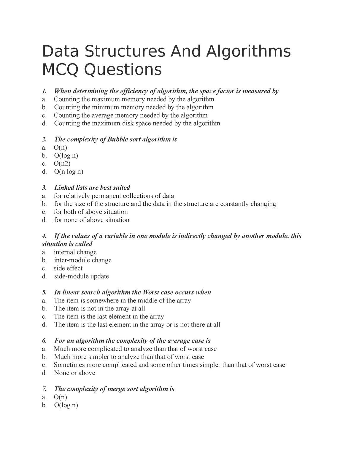 FDS MCQ SET1 - SPPU-SE Computer FDS MCQ - Data Structures And ...