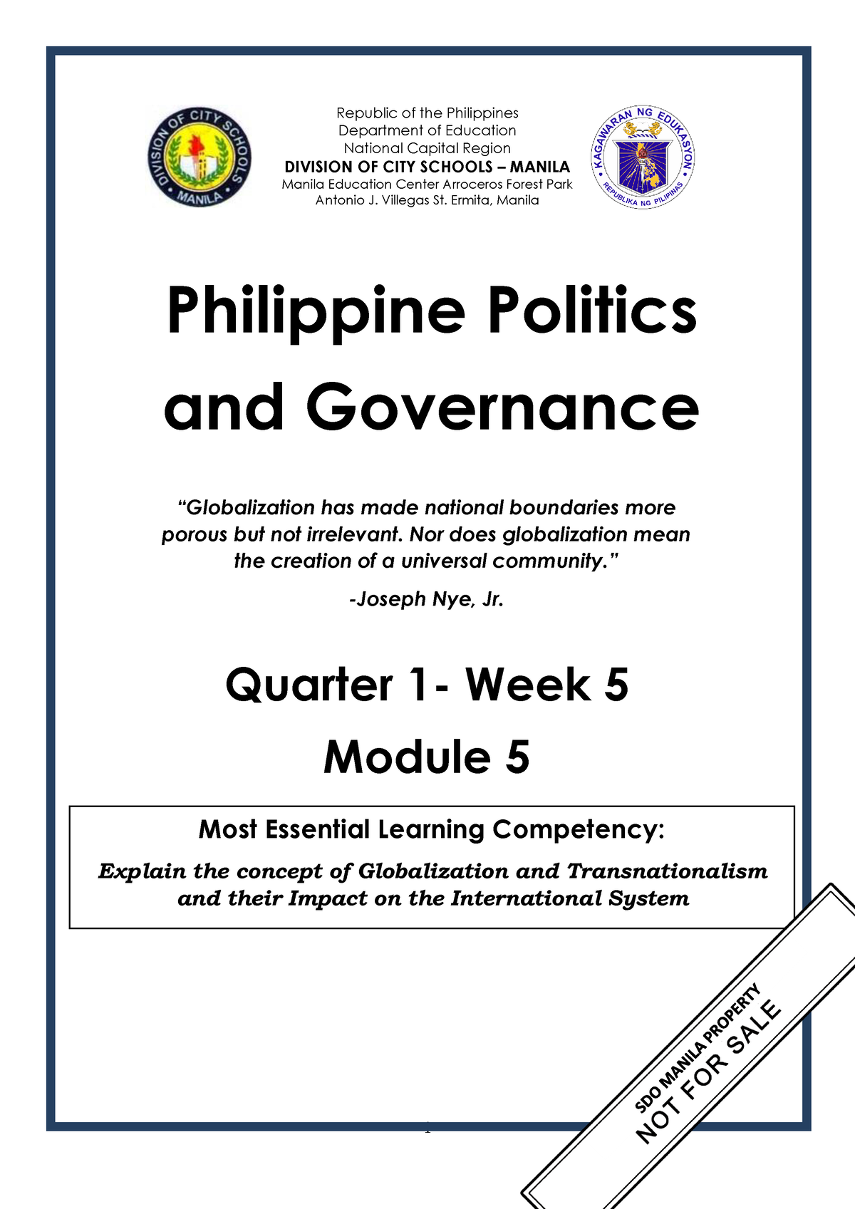 PPG Q1 Mod5 Globalization and Transnationalism - Philippine Politics ...